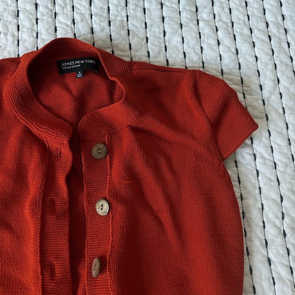 Jones New York Orange Knit Cardigan